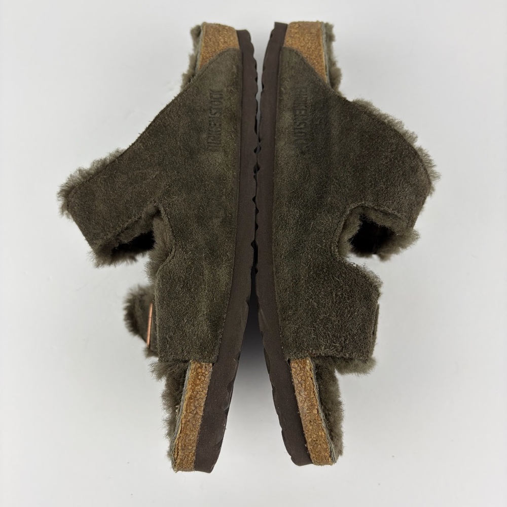 Birkenstock Shearling Fur Lined Chocolate Arizona Slide 40 - Picture 11 of 12